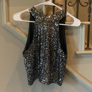 Drapey Sequin Halter Top
